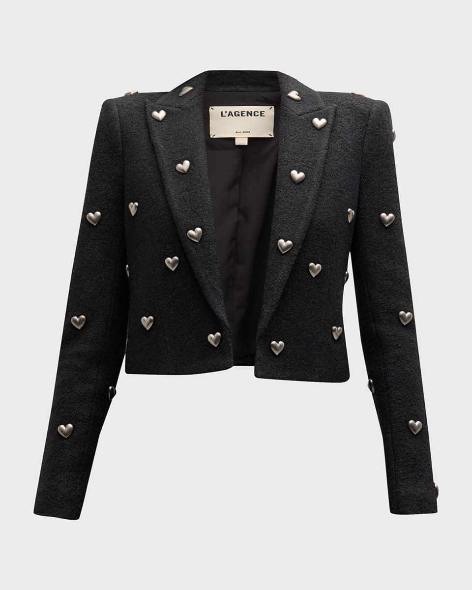Jen Cropped Blazer with Hearts